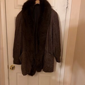 Luxurious Dark Brown Teddy Jacket with Fur Collar